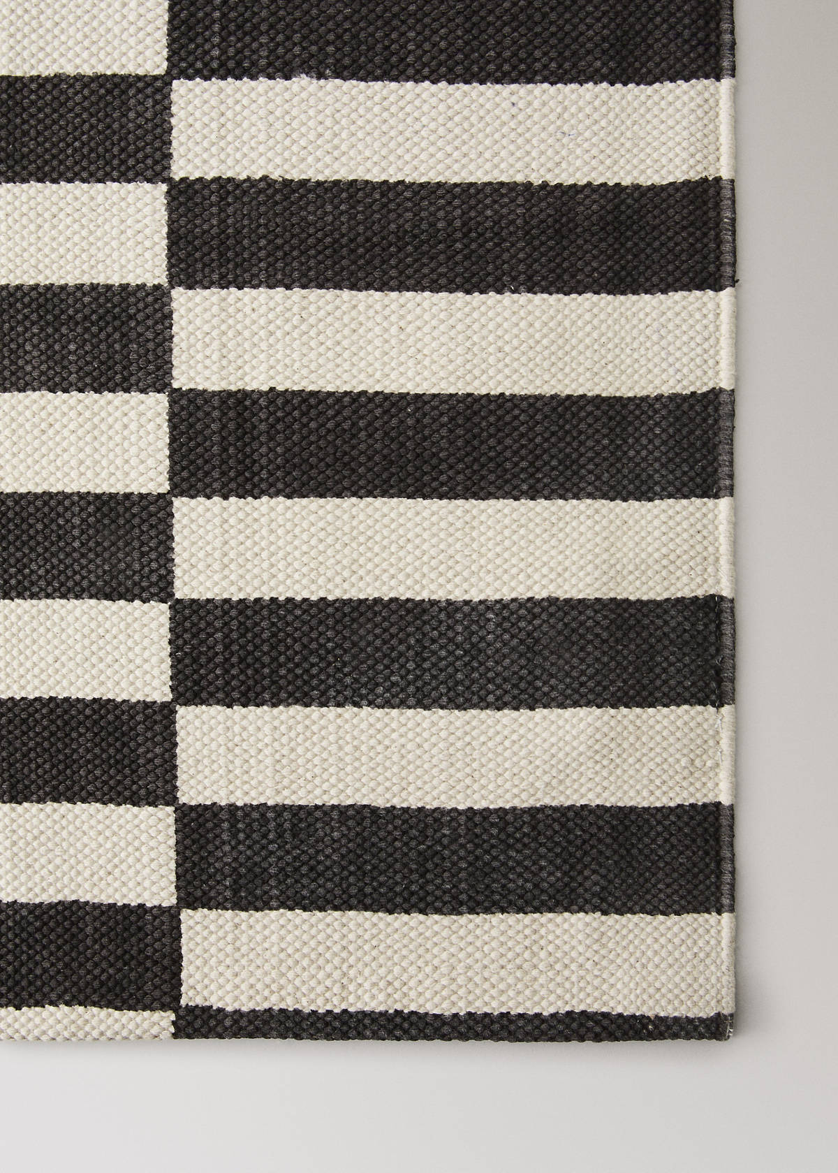 Small printed striped rug, 100% cotton — Chocolate