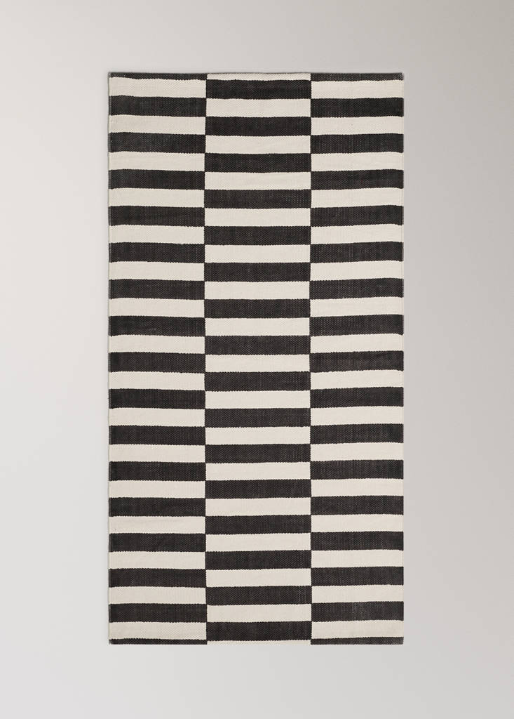 Small printed striped rug, 100% cotton — Chocolate