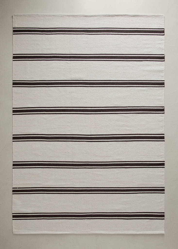 Large striped cotton rug, 100% cotton — Chocolate