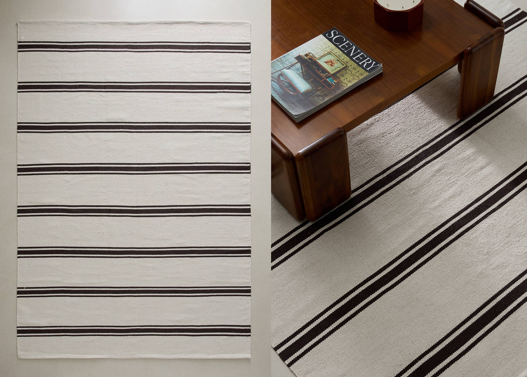 Large striped cotton rug, 100% cotton - Panoramic plane
