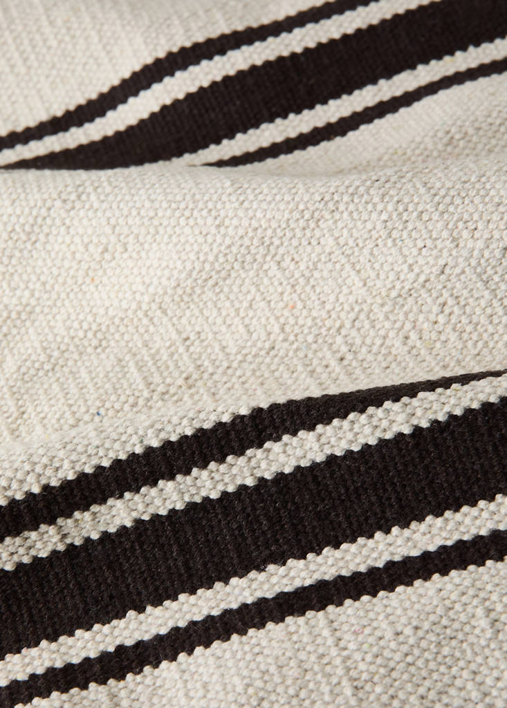 Large striped cotton rug, 100% cotton — Chocolate