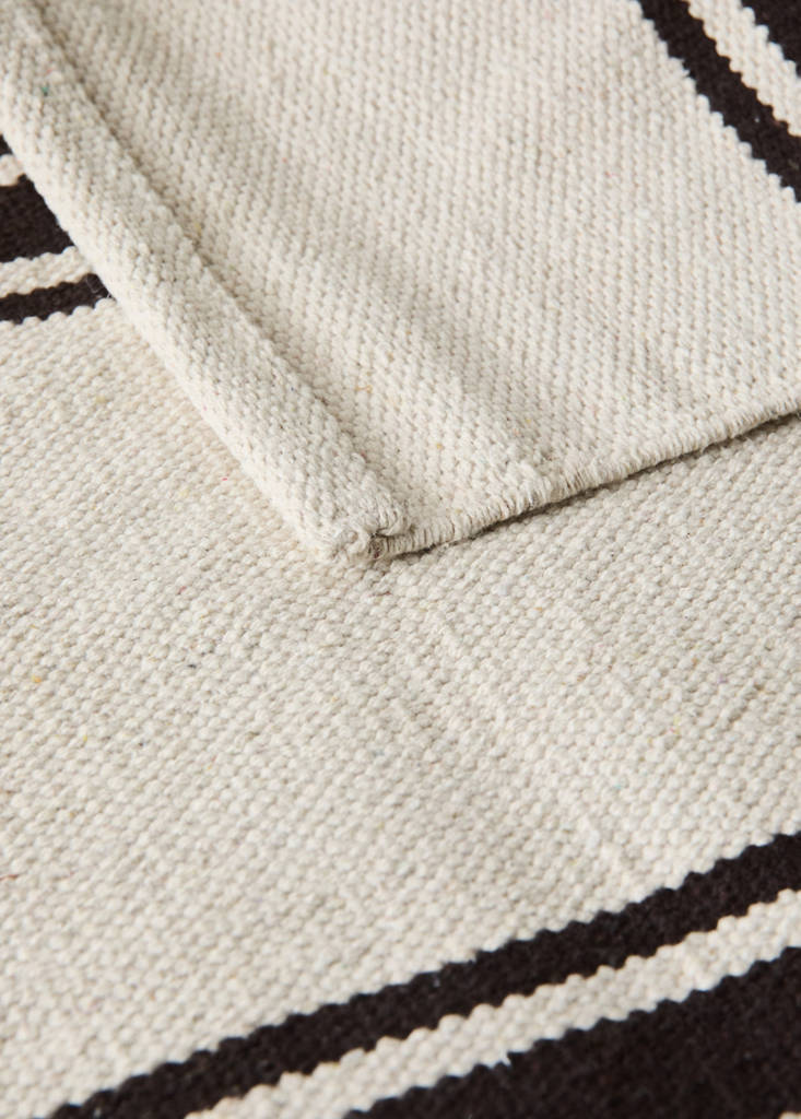Large striped cotton rug, 100% cotton — Chocolate