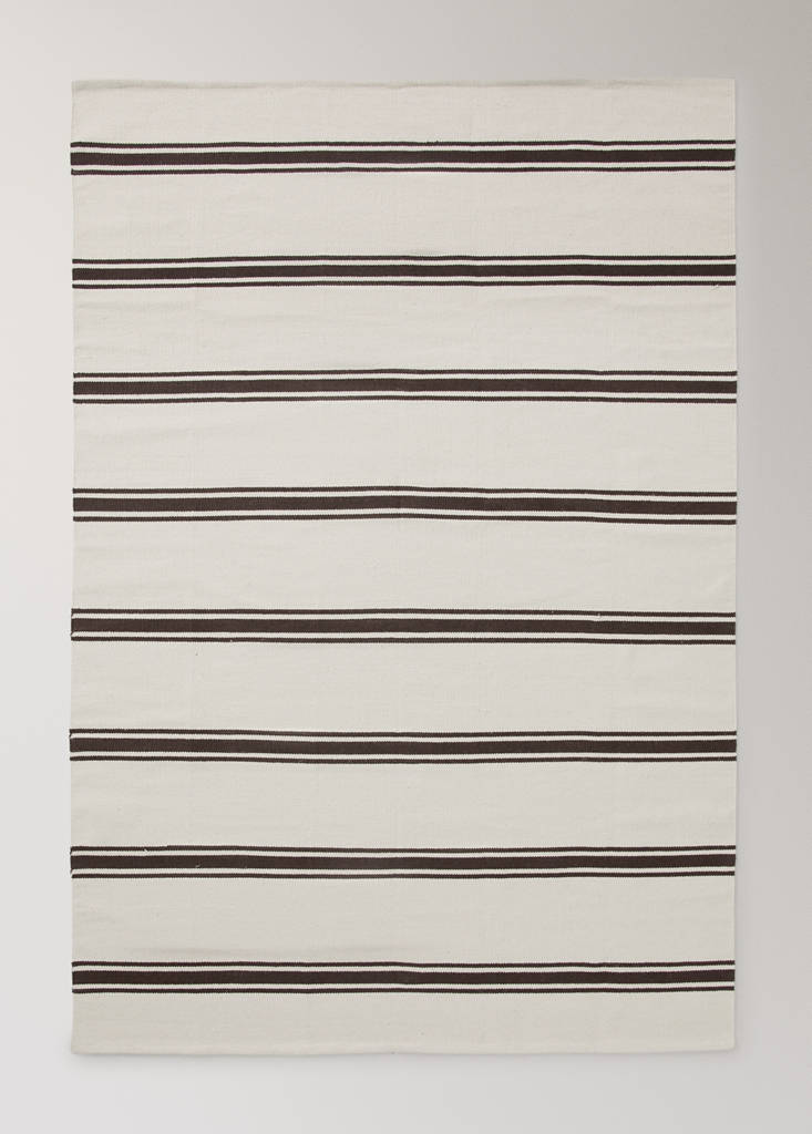 Large striped cotton rug, 100% cotton — Chocolate