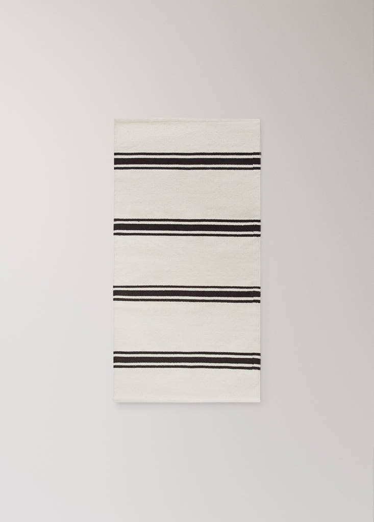 Small 100% cotton striped rug — Chocolate