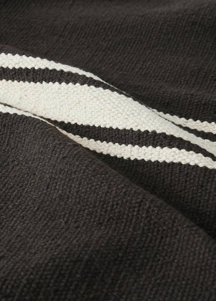 Large striped cotton rug, 100% cotton — Chocolate