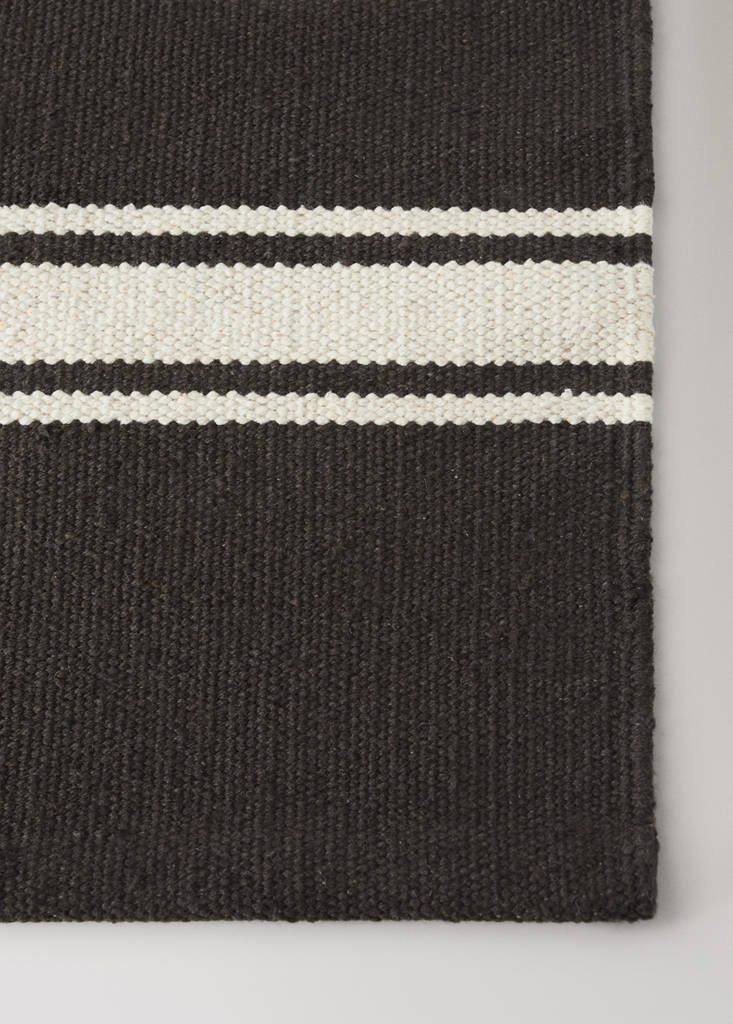 Large striped cotton rug, 100% cotton — Chocolate