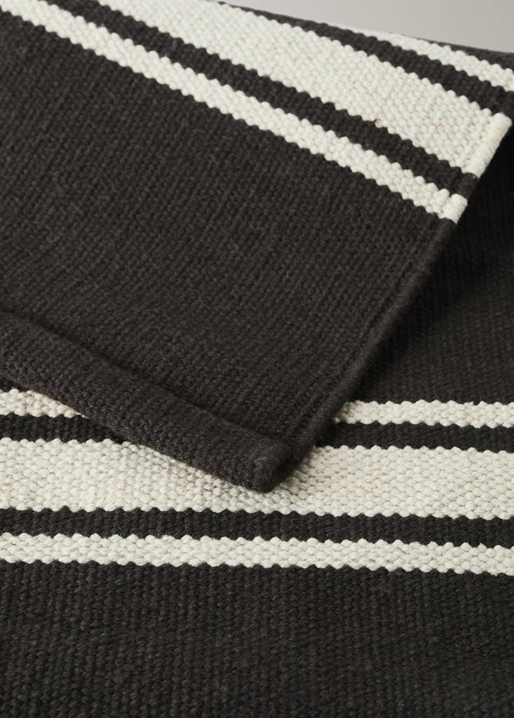 Large striped cotton rug, 100% cotton — Chocolate