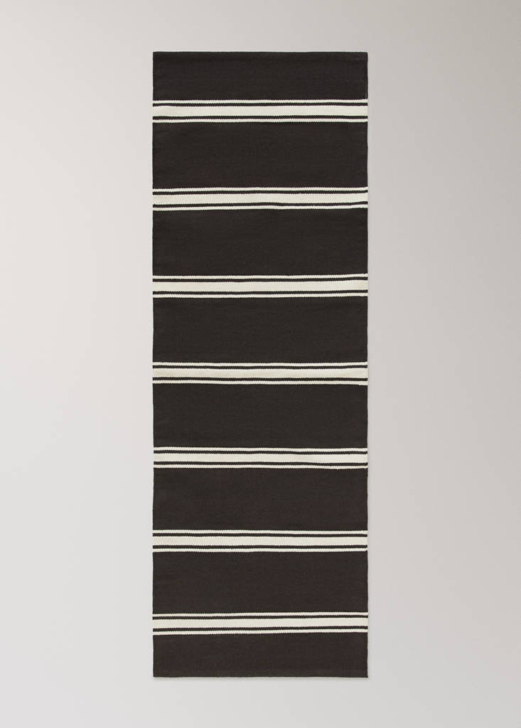 Large striped cotton rug, 100% cotton — Chocolate