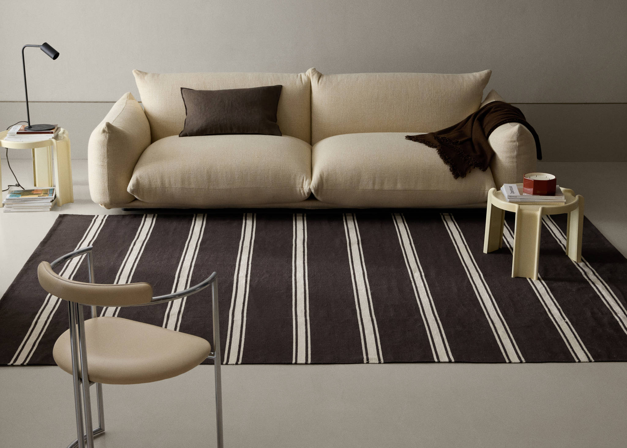 Large striped cotton rug, 100% cotton - Panoramic plane