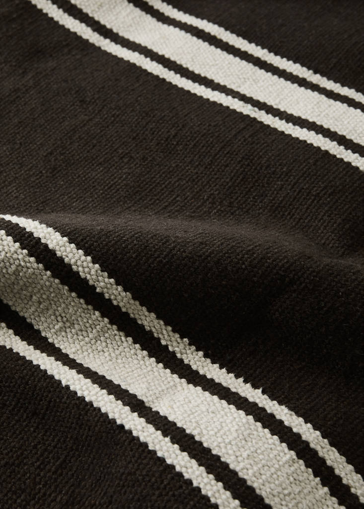 Large striped cotton rug, 100% cotton — Chocolate
