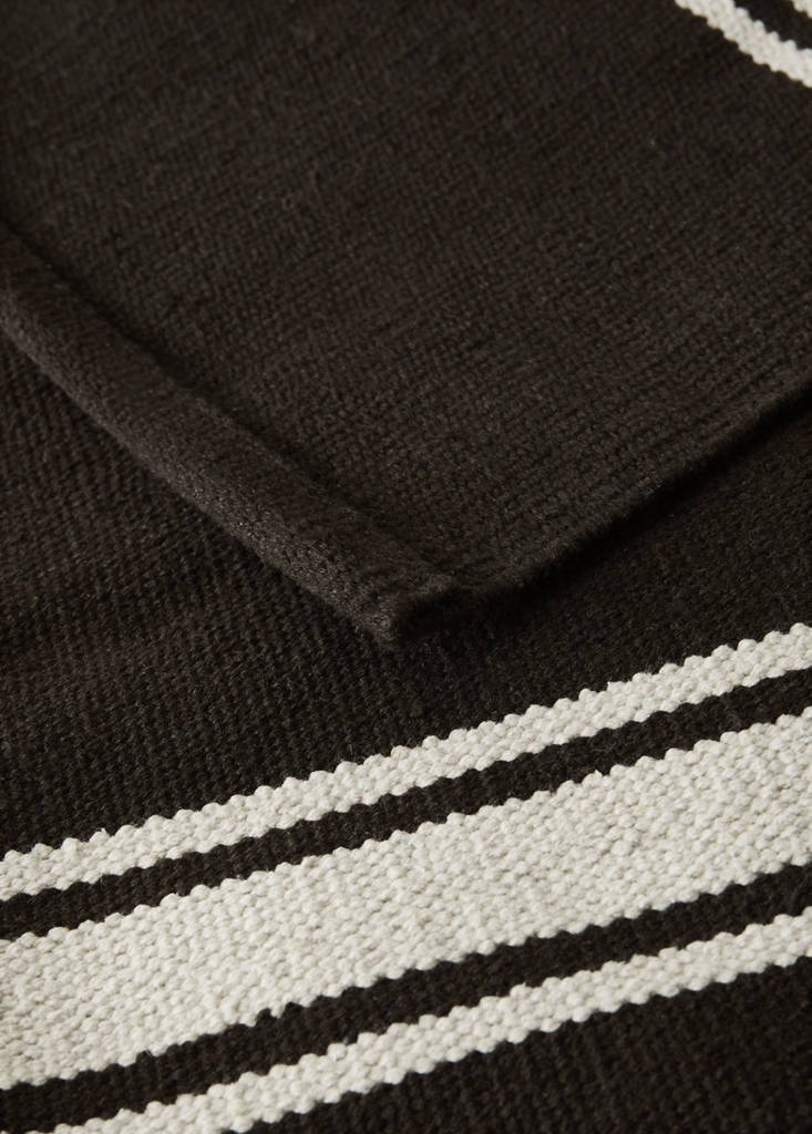 Large striped cotton rug, 100% cotton — Chocolate