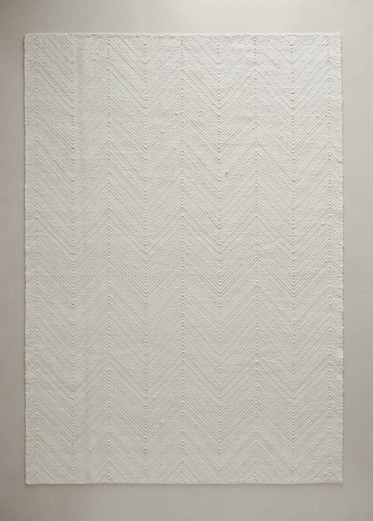 Large herringbone wool rug — Off White