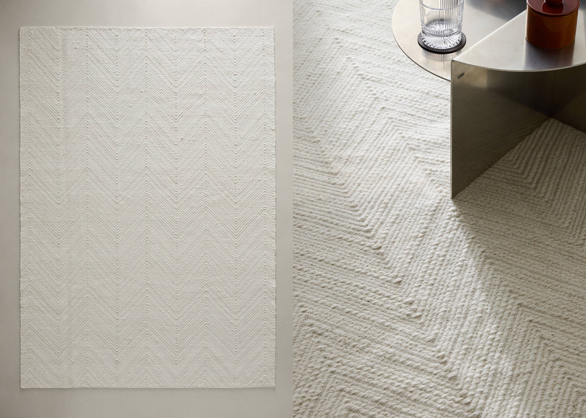 Large herringbone wool rug - Panoramic plane