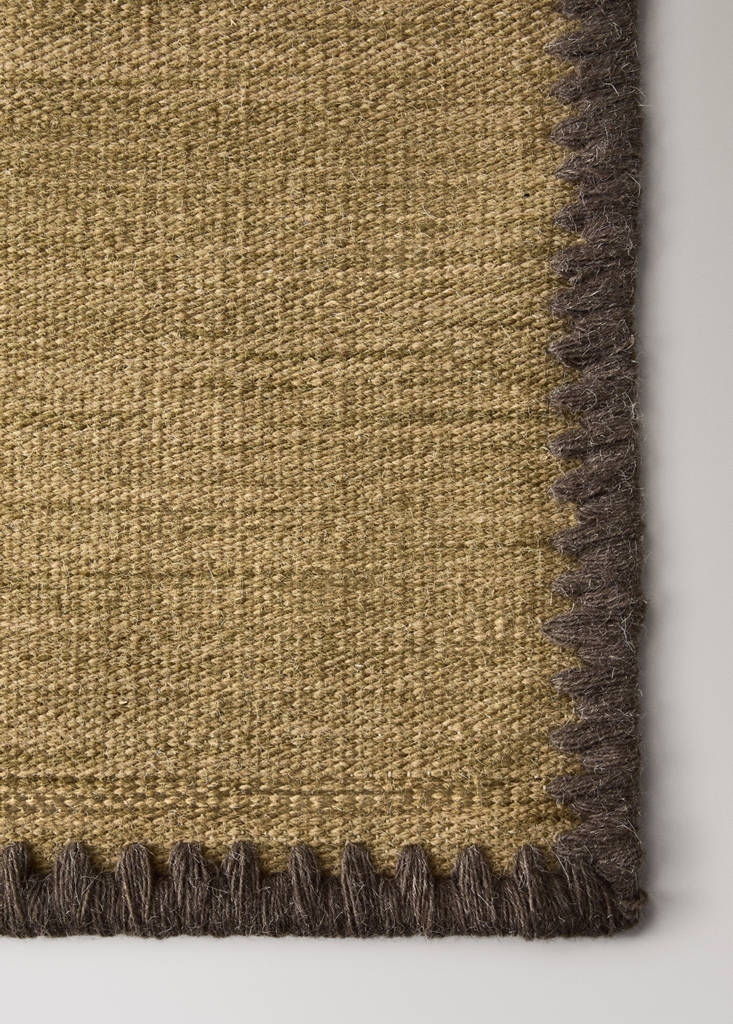 Medium melange carpet with stitched border — Ochre