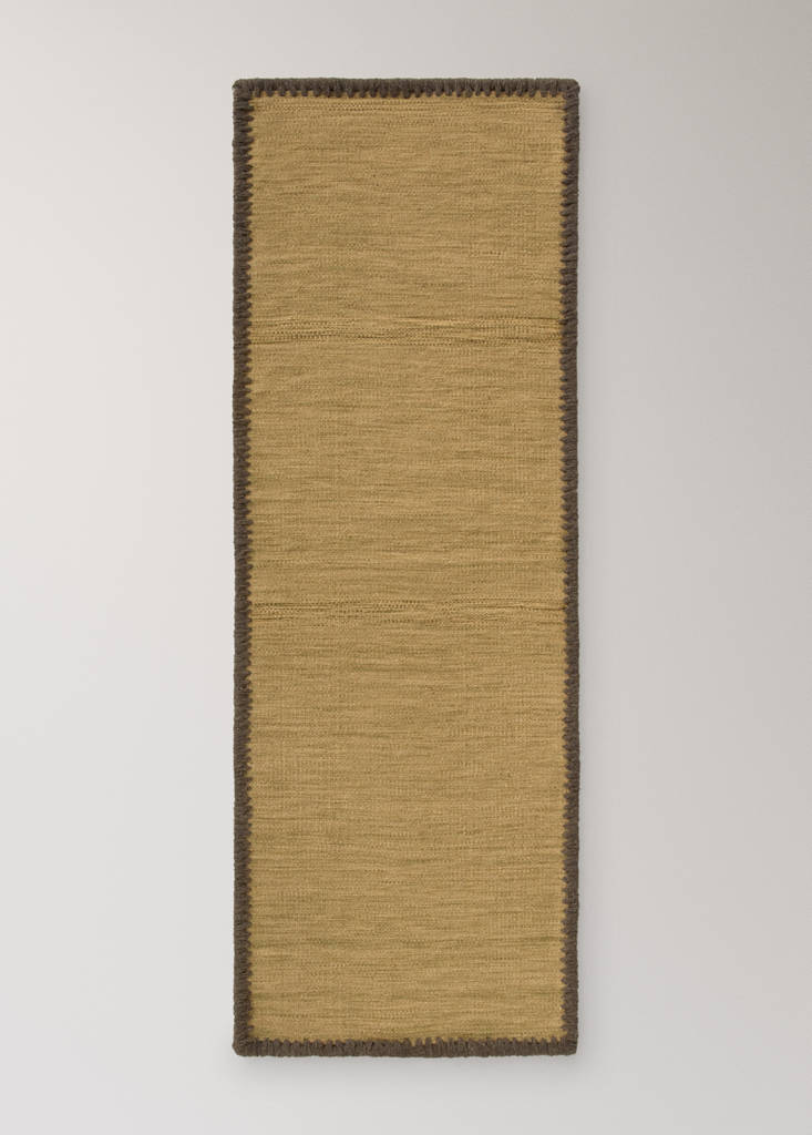 Medium melange carpet with stitched border — Ochre