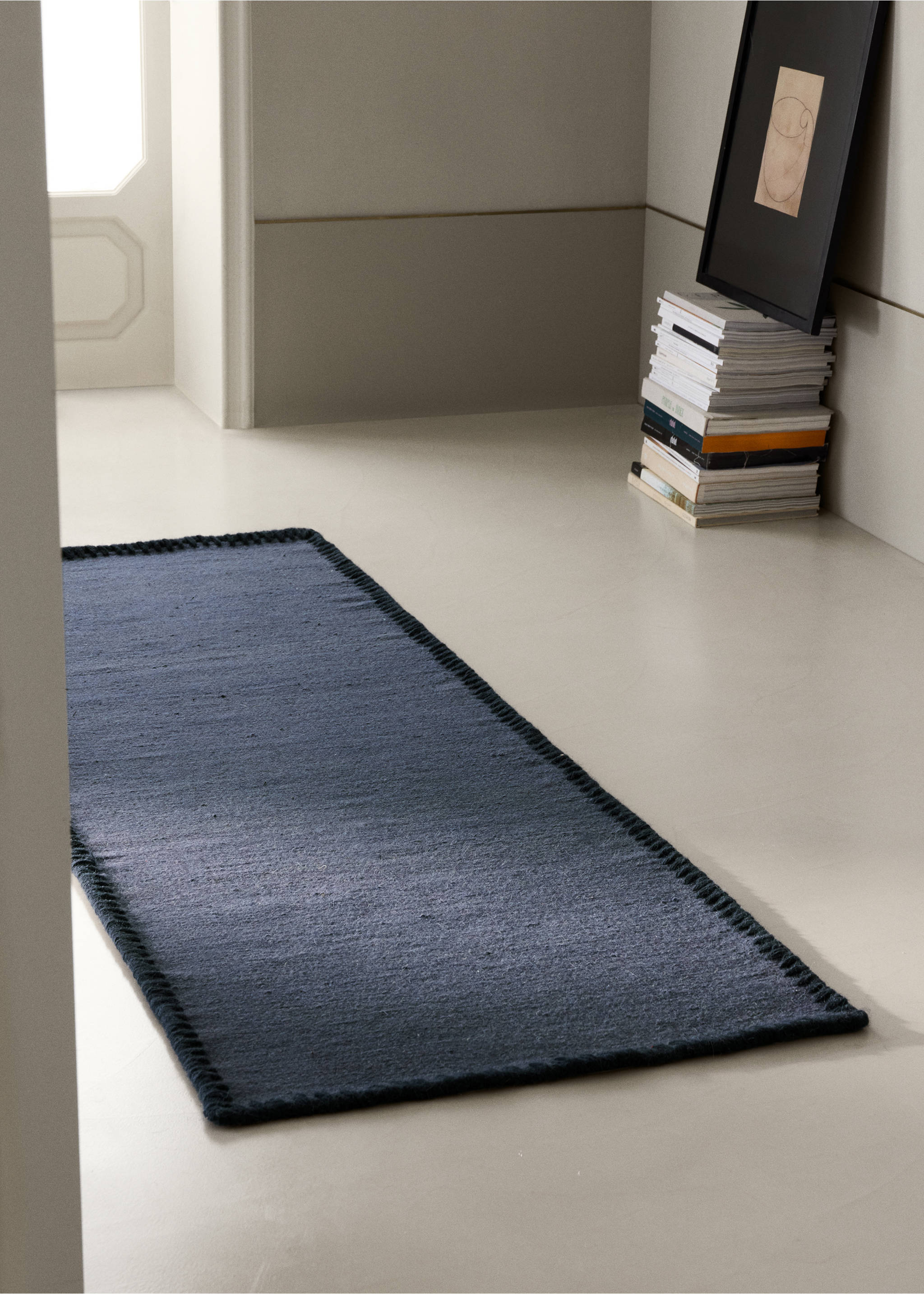 Medium melange carpet with stitched border - General plane, Blue. Ref: 37003308-00.