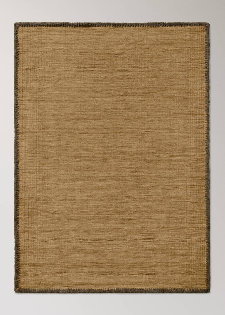 Medium melange carpet with stitched border — Ochre