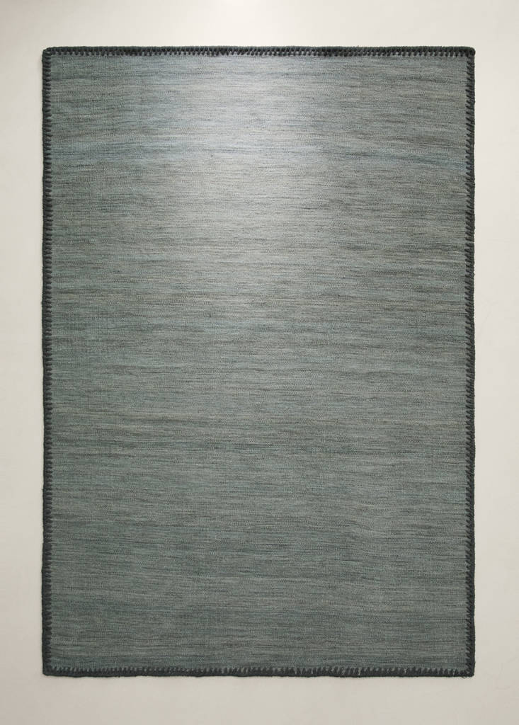 Medium melange carpet with stitched border — Aqua Green