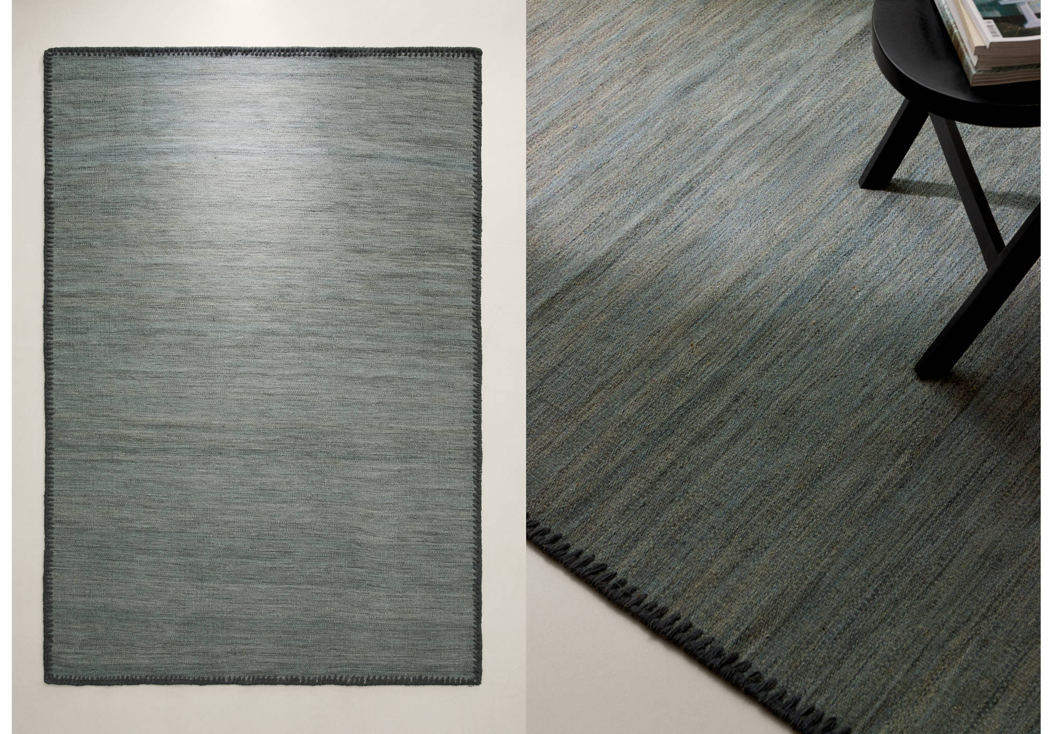 Embroidered trim rug - Panoramic plane