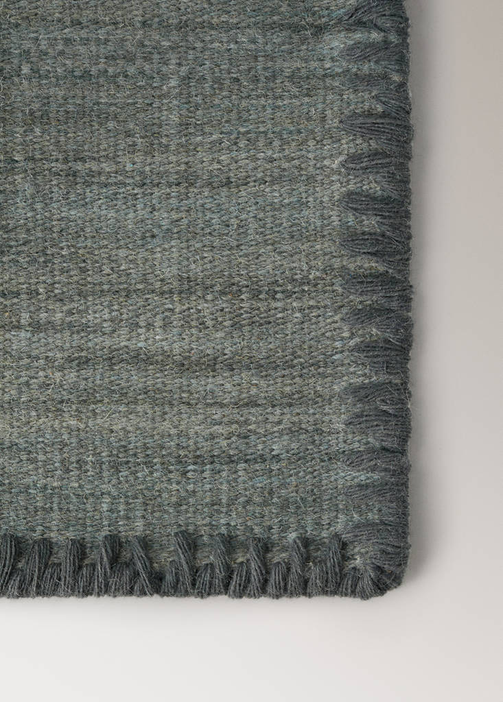 Medium melange carpet with stitched border — Aqua Green