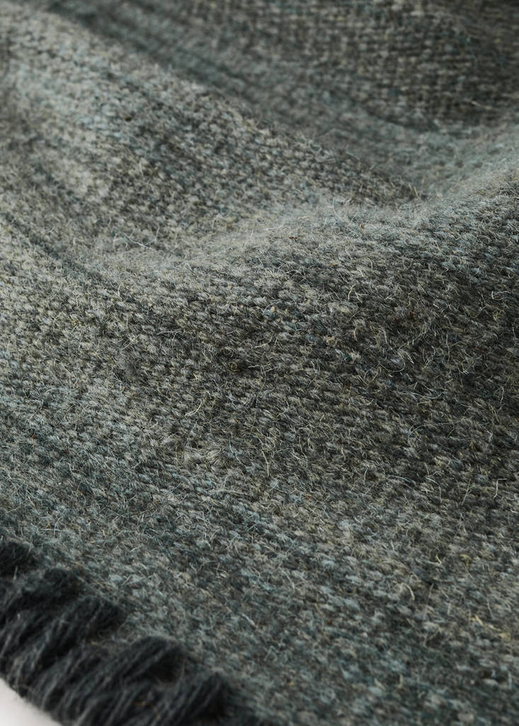 Medium melange carpet with stitched border — Aqua Green