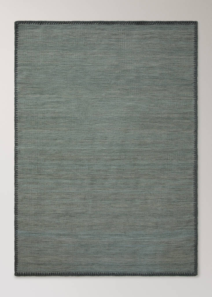 Medium melange carpet with stitched border — Aqua Green