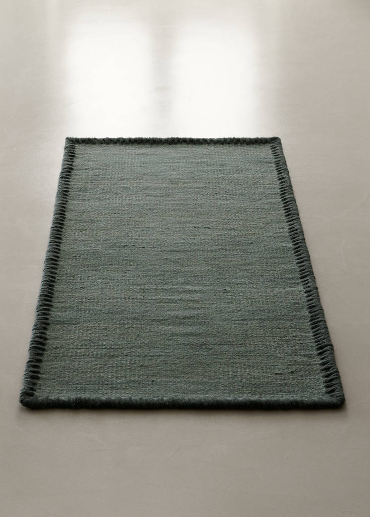 Medium melange carpet with stitched border — Aqua Green