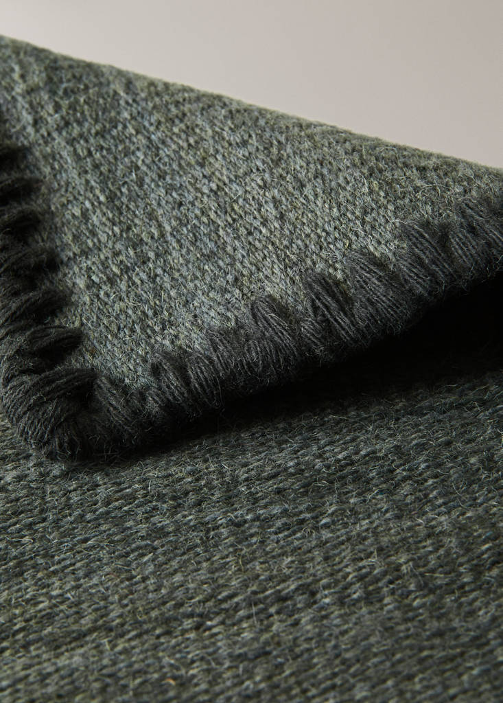 Medium melange carpet with stitched border — Aqua Green