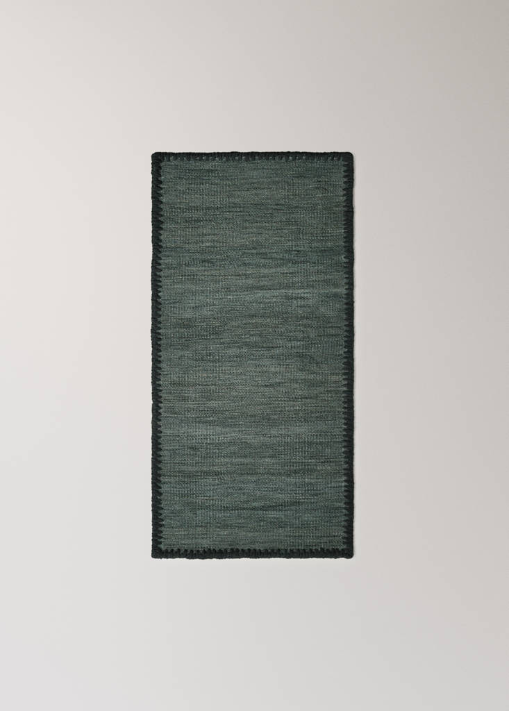 Medium melange carpet with stitched border — Aqua Green