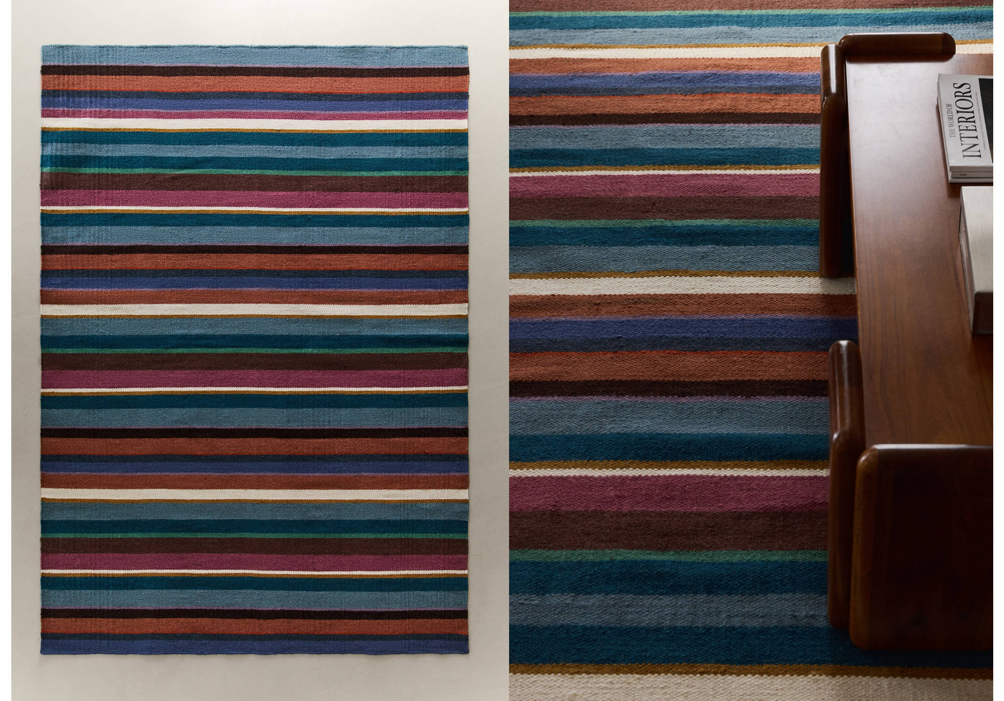 Large striped wool carpet - Panoramic plane