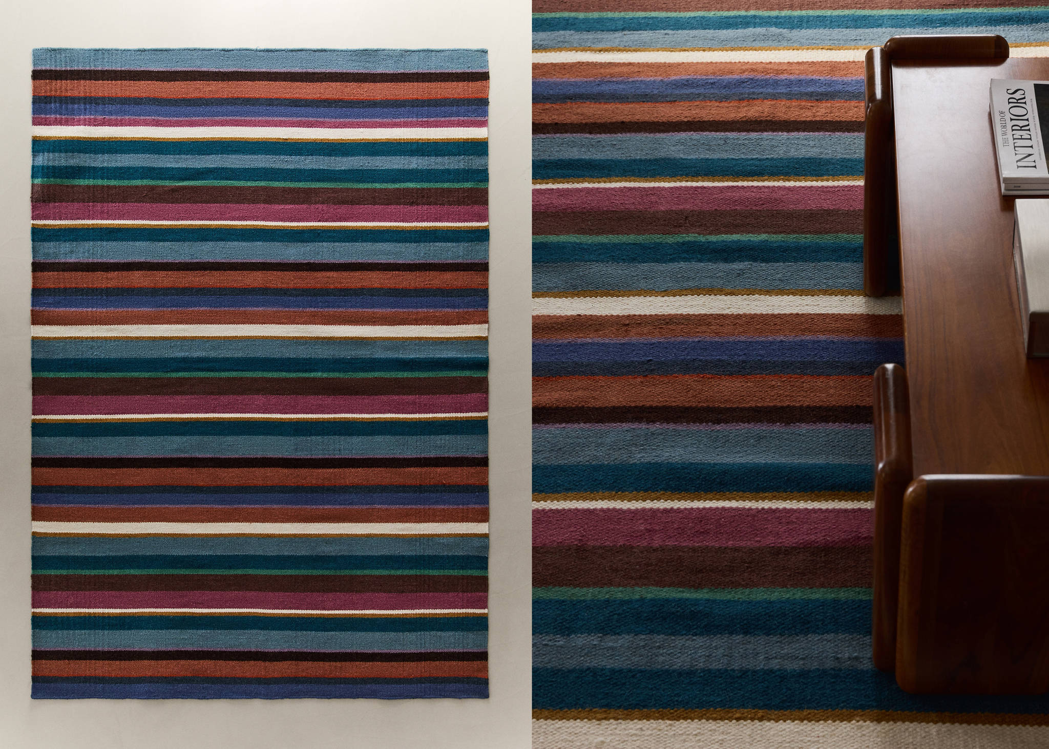 Large striped wool carpet - Panoramic plane