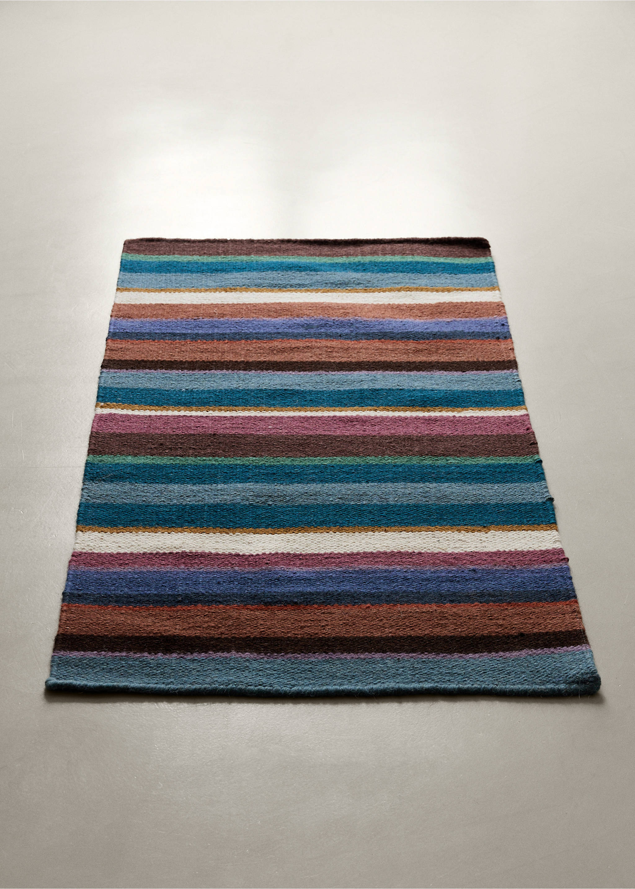 Klein wollen vloerkleed met strepen - Overzichtstekening, Blauw. Ref: 37003312-00.