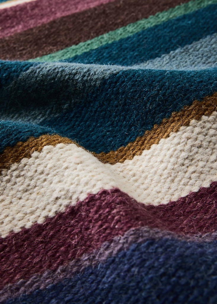 Small striped wool rug — Blue