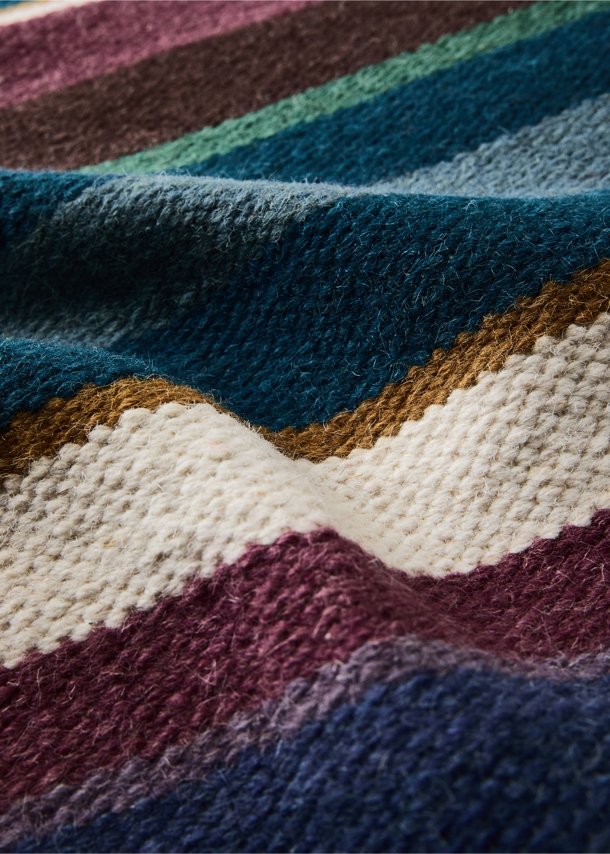 Small multi-stripe wool rug - Details of the article 1, Blue. Ref: 37003312-00.