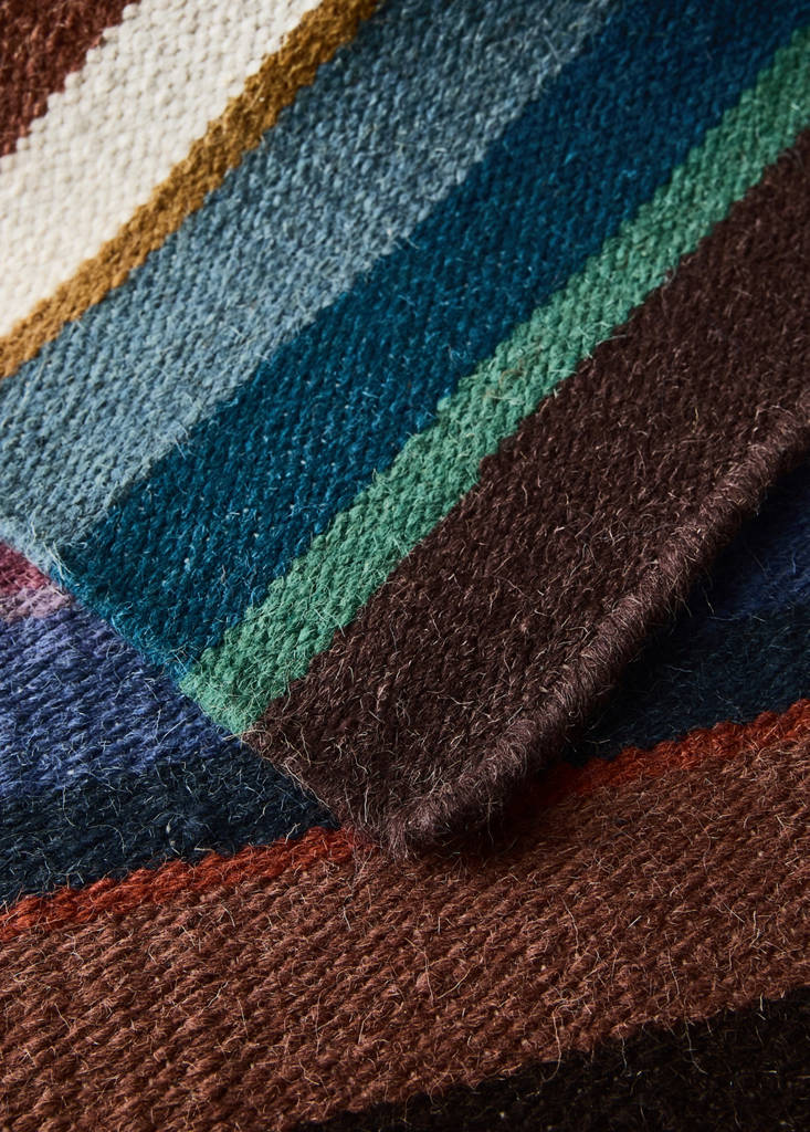 Small striped wool rug — Blue