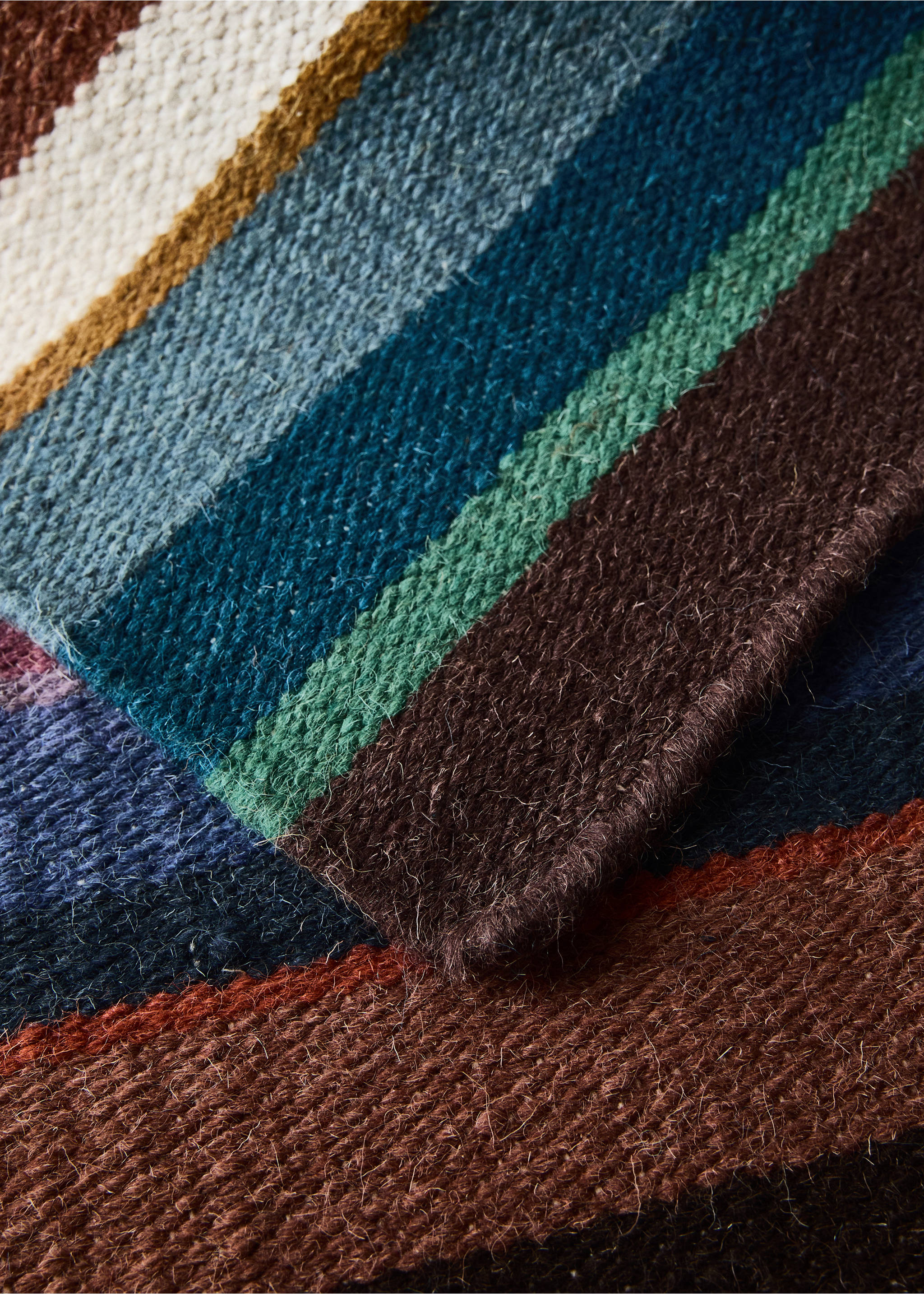 Small multi-stripe wool rug - Details of the article 2, Blue. Ref: 37003312-00.
