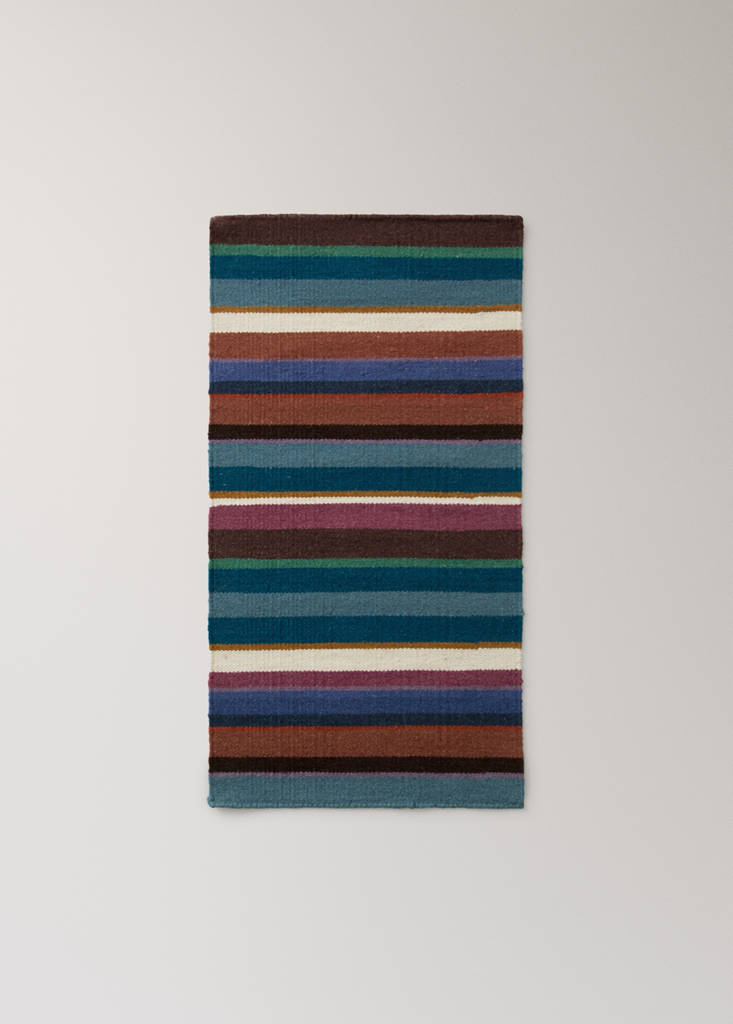 Small striped wool rug — Blue