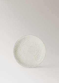 Stoneware dessert plate with texture — Off White 4