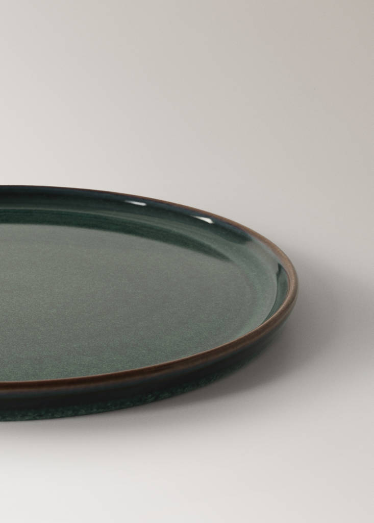 Smooth stoneware dinner plate — Petrol Blue