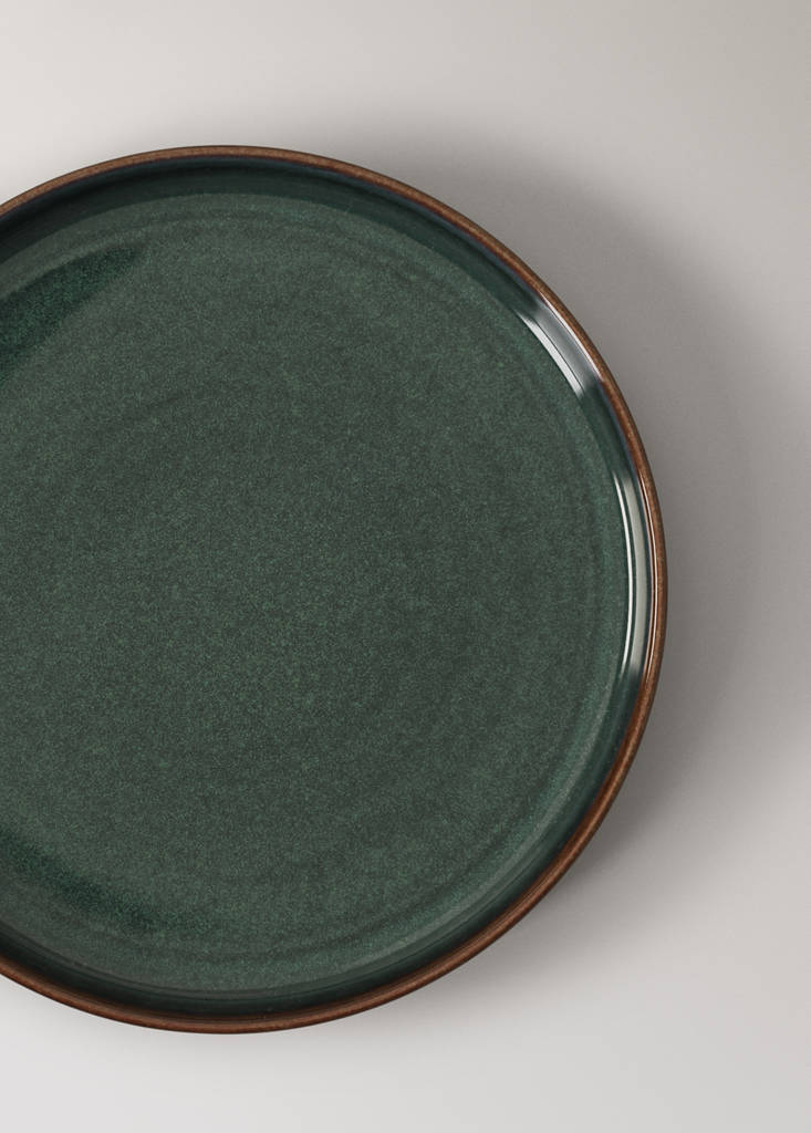 Smooth stoneware dinner plate — Petrol Blue