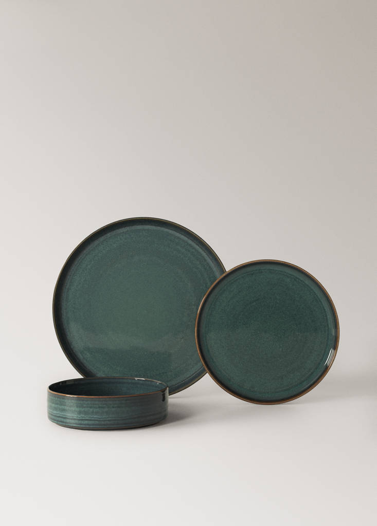 Smooth stoneware dinner plate — Petrol Blue