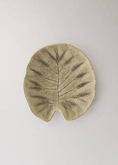 Stoneware dessert plate leaf — Medium Brown 4