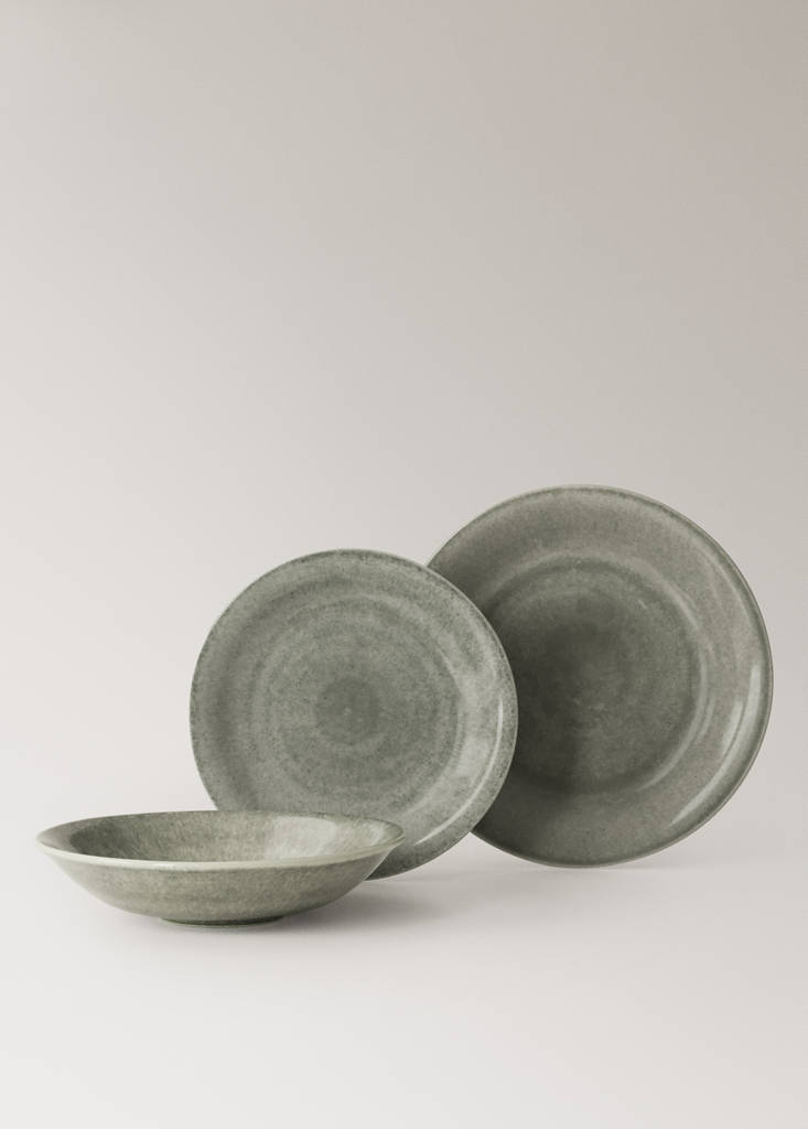 Gradient stoneware flat plate — Forest Green