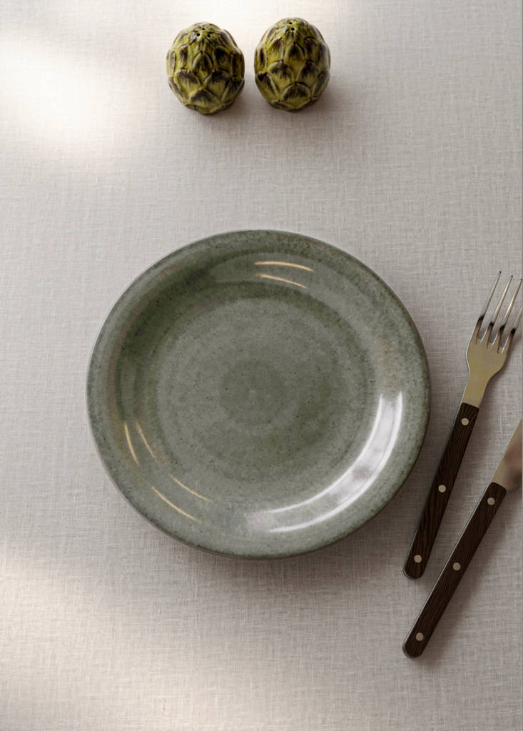 Gradient stoneware dessert plate — Forest Green