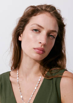V-neck dress with stitching — Khaki 14