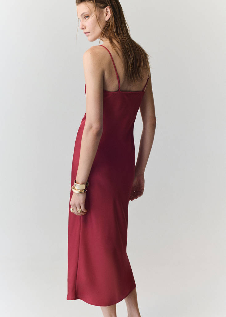 Satin lace dress — Red