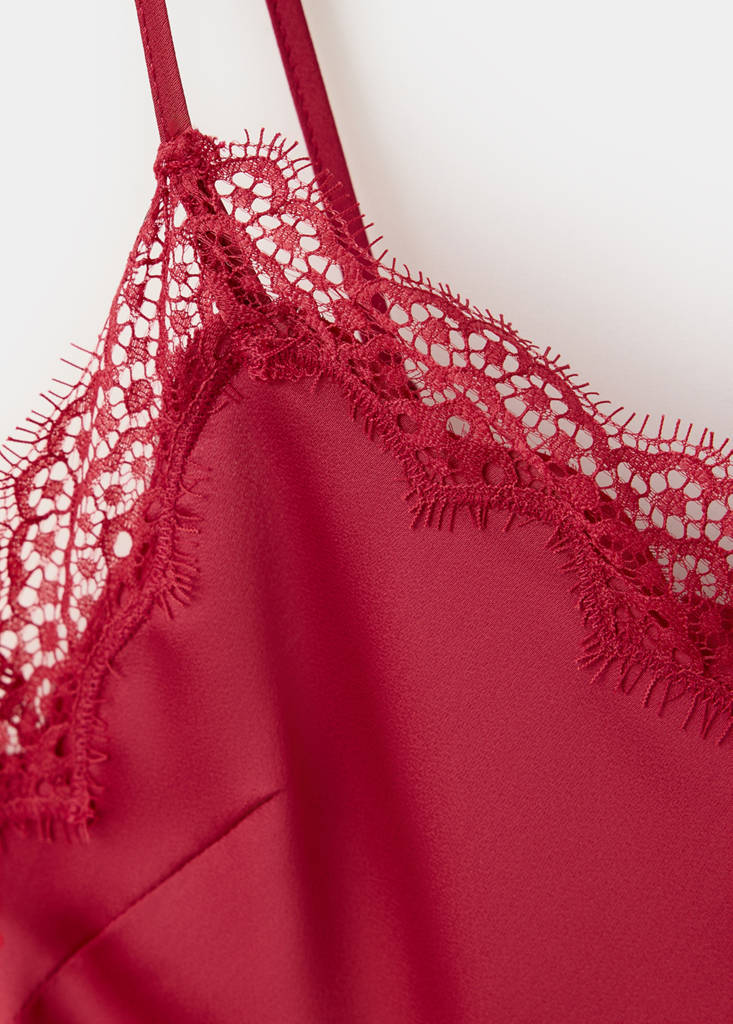 Satin lace dress — Red