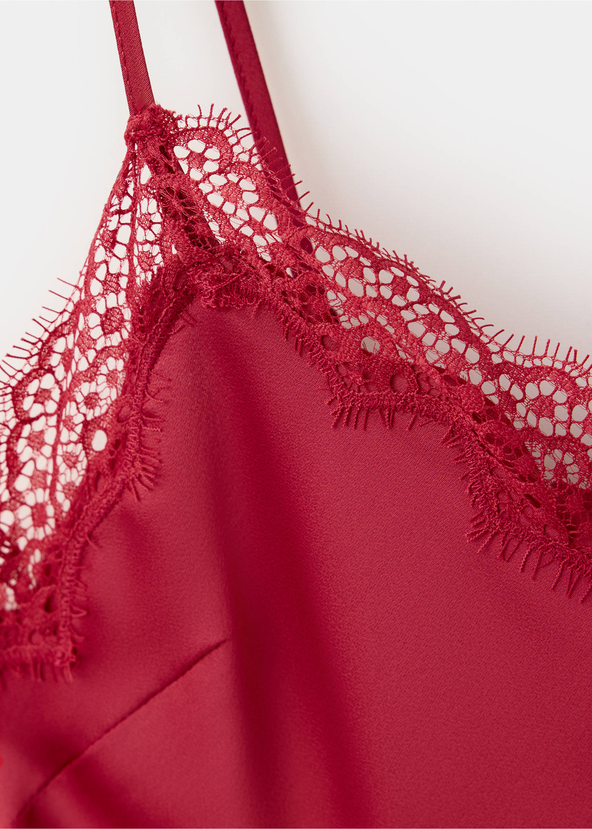 Satin lace dress - Details of the article 8, Red. Ref: 37003873-00.