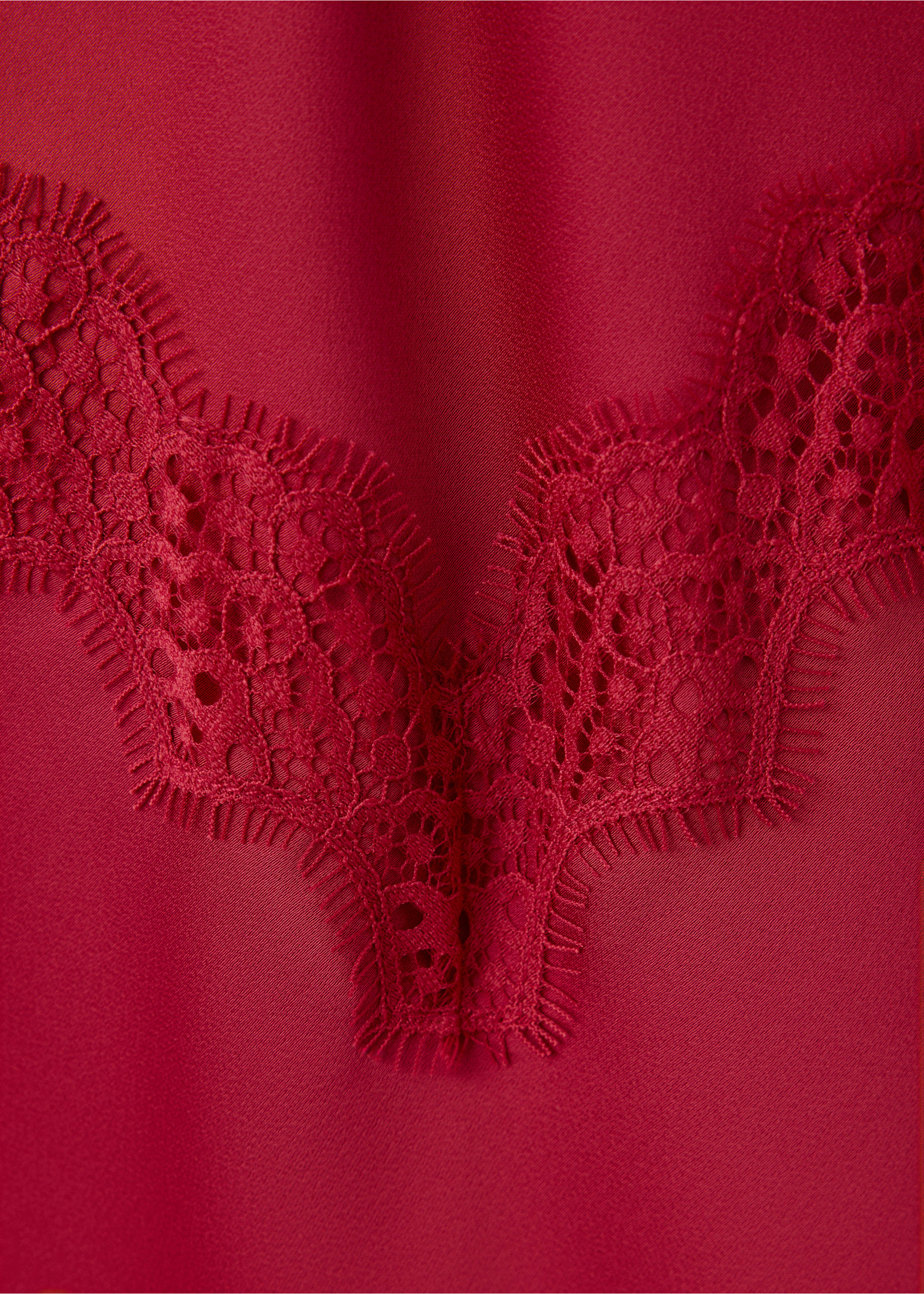 Satin lace dress - Details of the article 0, Red. Ref: 37003873-00.