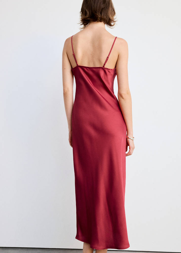 Satin lace dress — Red